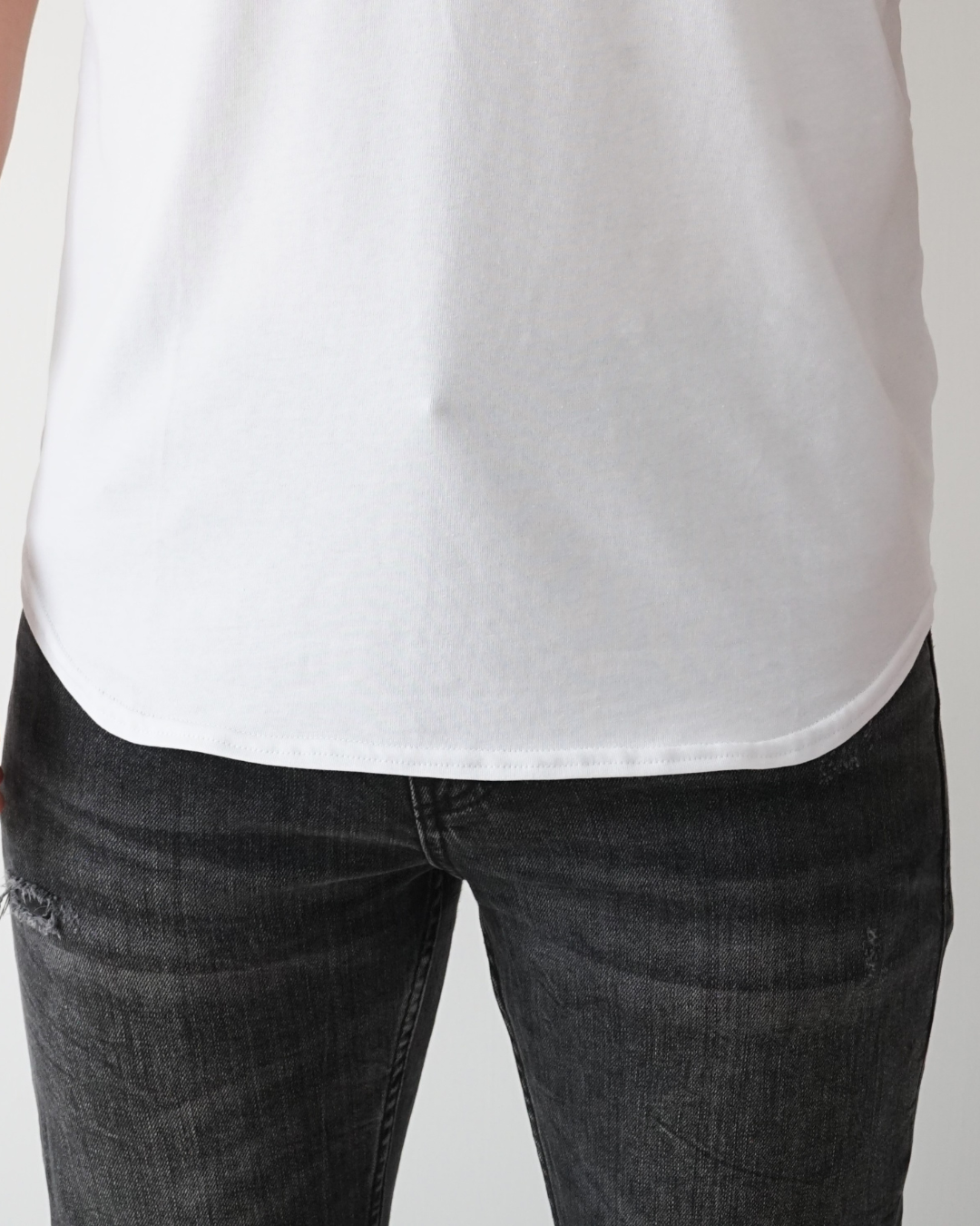 White T-shirt - Short Sleeve Henley Neck Original Bottom