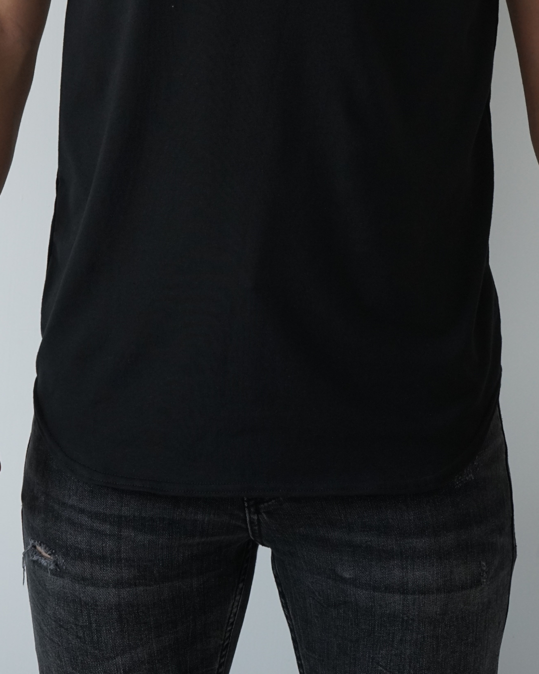 Black T-shirt - Short Sleeve Henley Neck Original Bottom