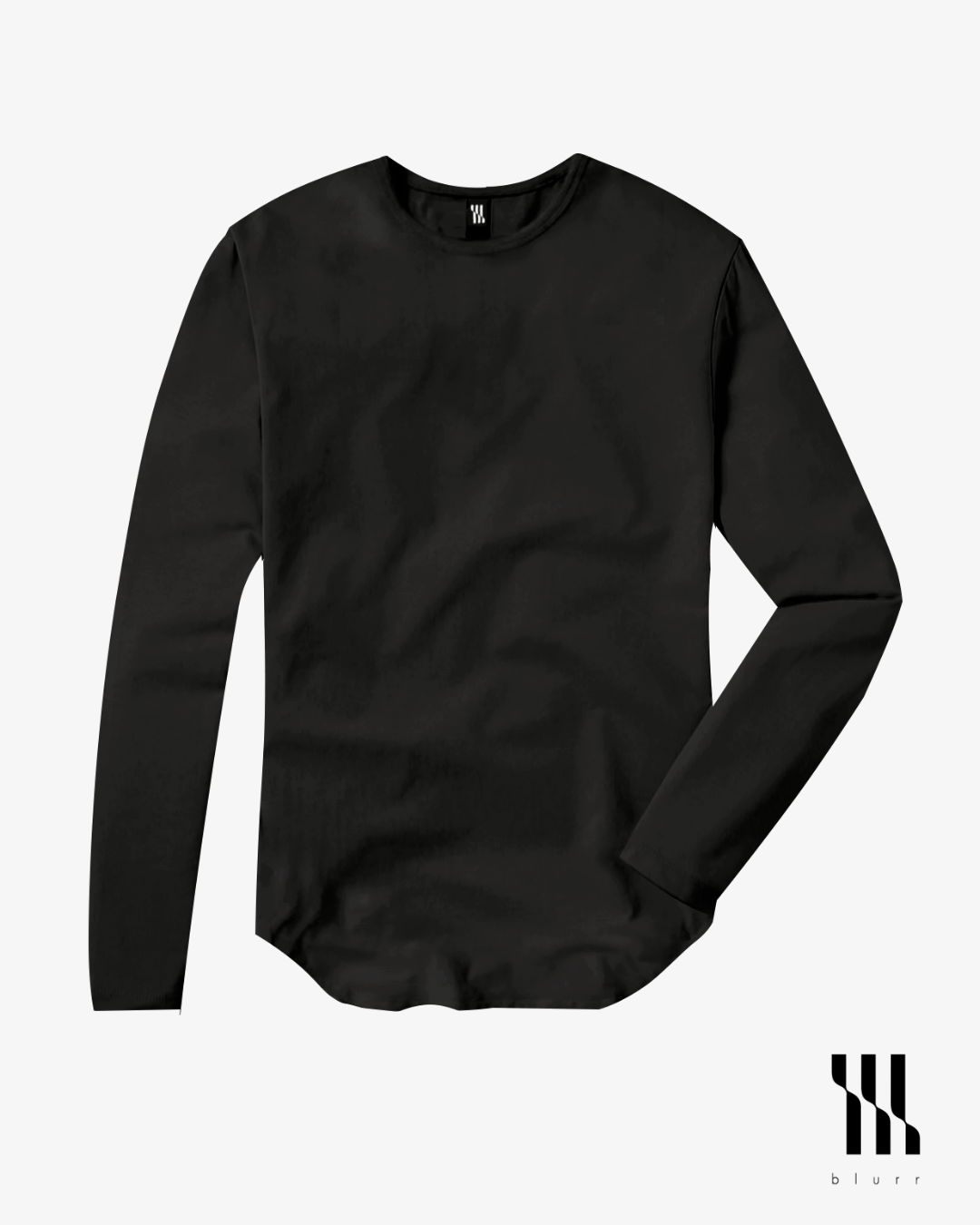 Black T-shirt - Long Sleeve Crew Neck Original Bottom
