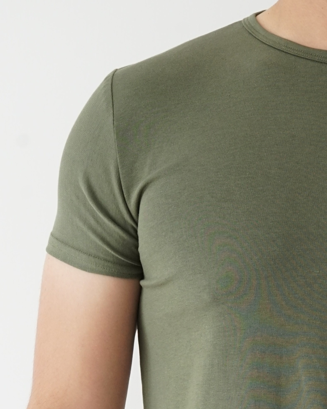 Musk Green T-shirt - Short Sleeve Crew Neck Straight Bottom