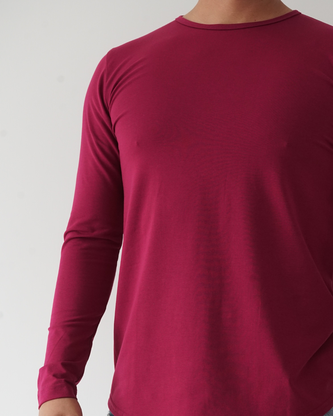 Cherry Wine T-shirt - Long Sleeve Wide Neck Original Bottom