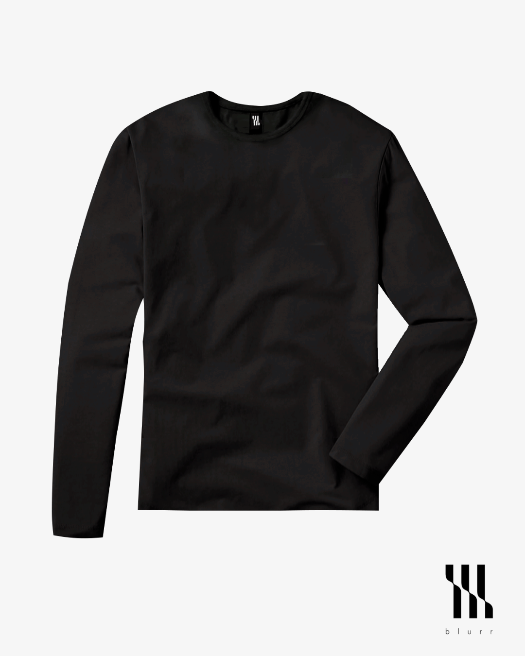 Black T-shirt - Long Sleeve Crew Neck Straight Bottom