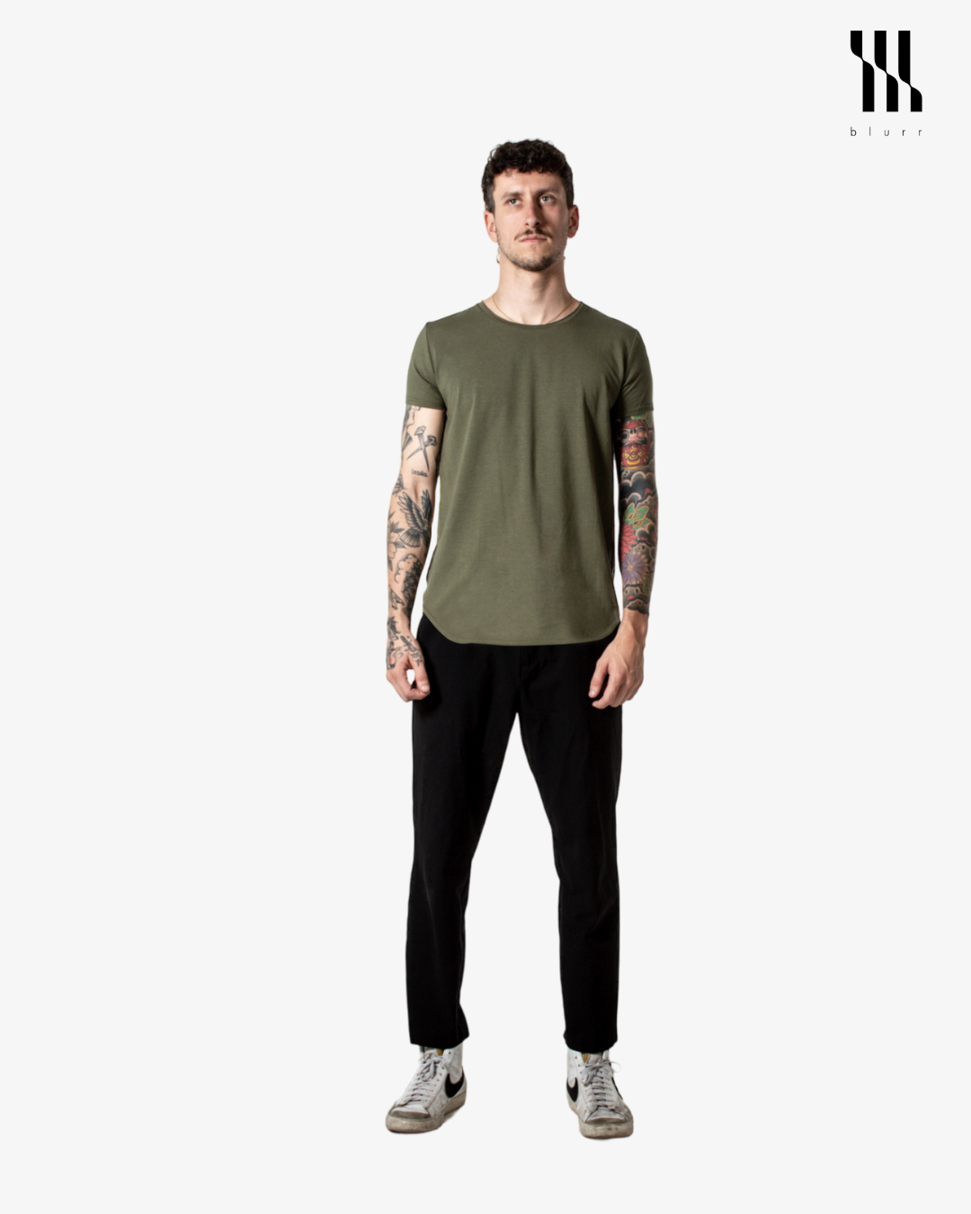 Musk Green T-shirt - Short Sleeve Wide Neck Original Bottom