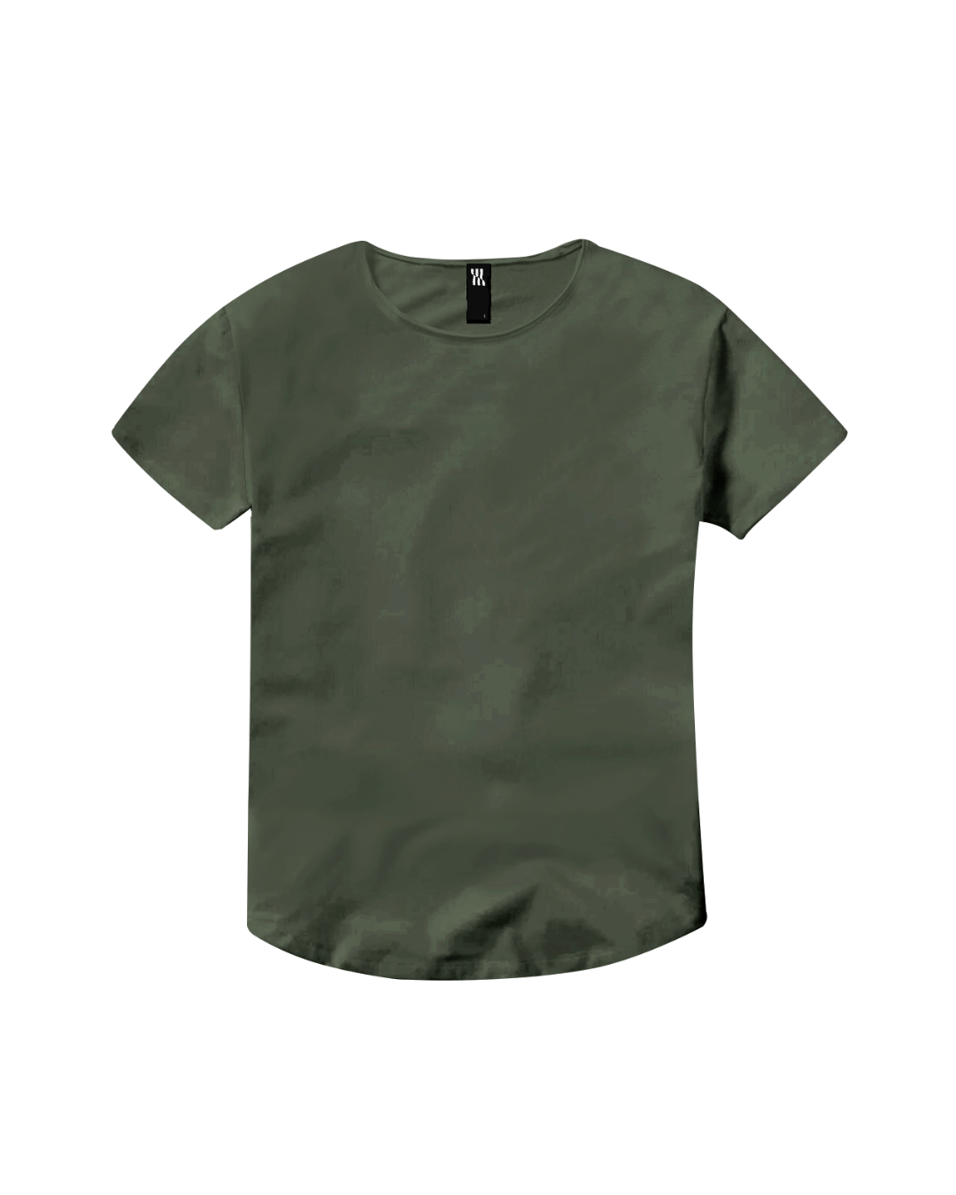 Playera Military Green - Cuello abierto inferior curvo