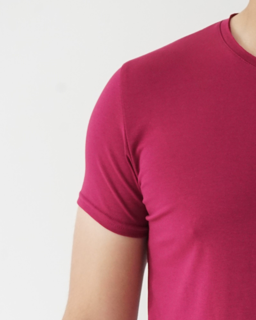 Cherry Wine T-shirt - Short Sleeve Wide Neck Curved Bottom