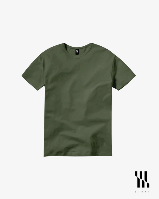 Musk Green T-shirt - Short Sleeve Crew Neck Straight Bottom